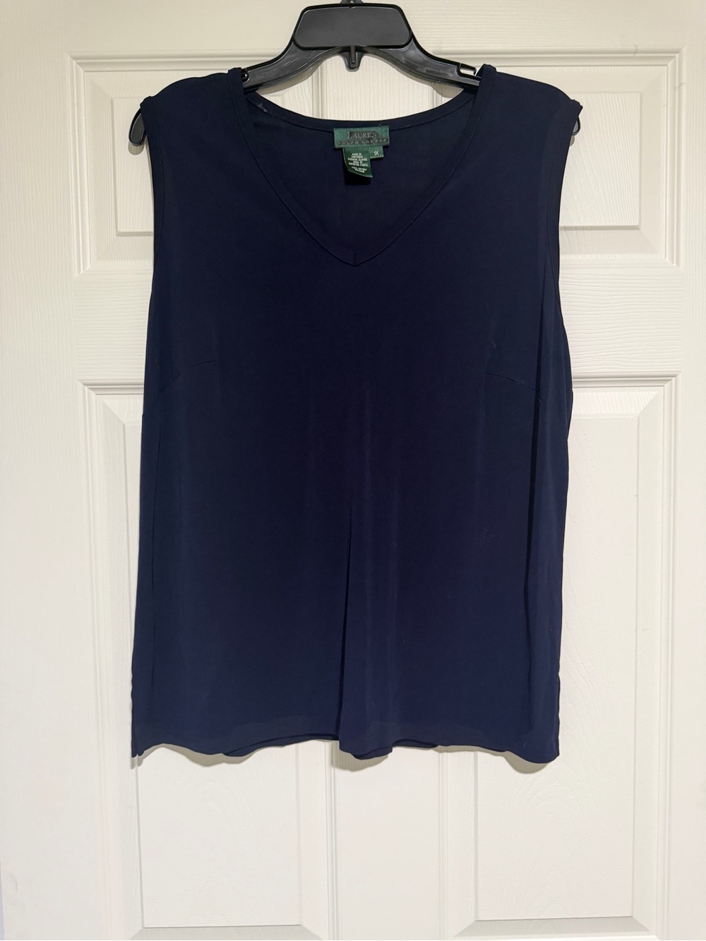 Lauren Ralph Lauren Navy Sleeveless V-Neck Top Navy blue 1X